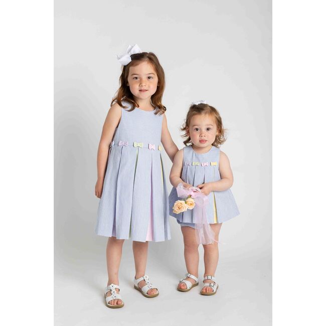 Multicolor Seersucker Pleated Dress - Dresses - 3