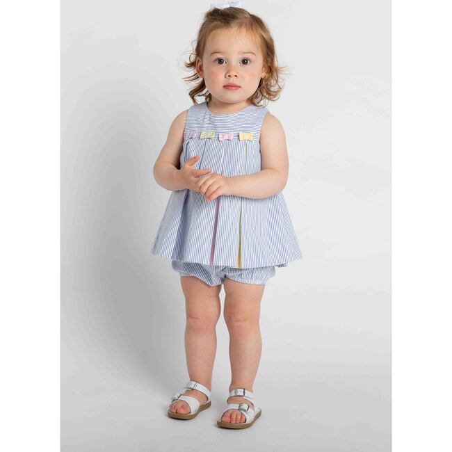 Multicolor Seersucker Dress & Bloomer