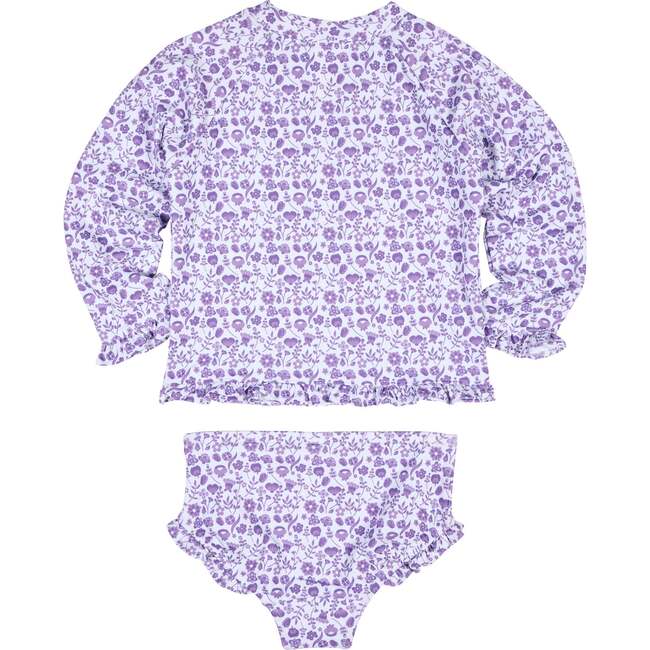 Floral Print Rashguard Swimsuit W/Ruffles - One Pieces - 4