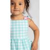 Gingham Linen-Look Dress With Flowers - Dresses - 4