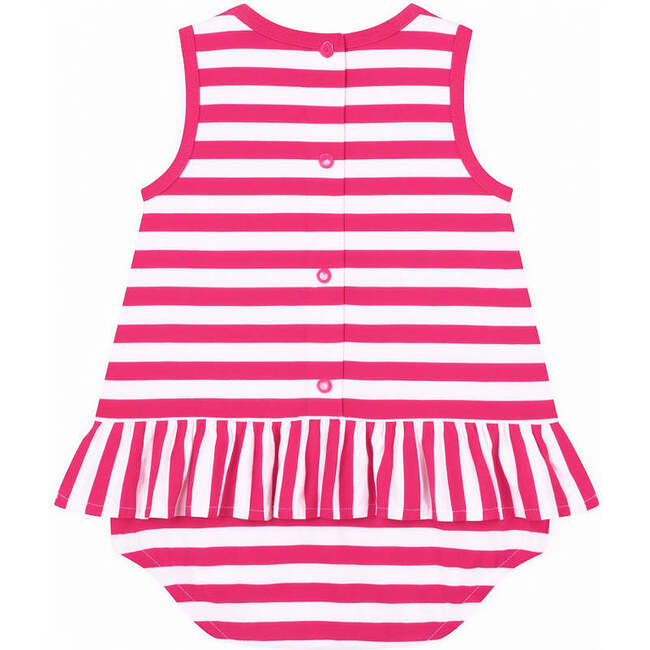 Stripe Knit Romper With Flower - Rompers - 5