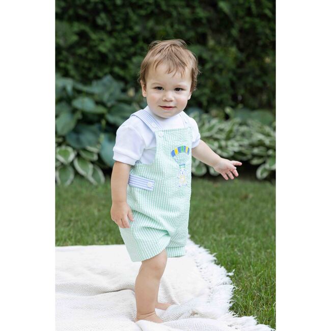 Seersucker Shortall With Parachute Bear - Rompers - 3