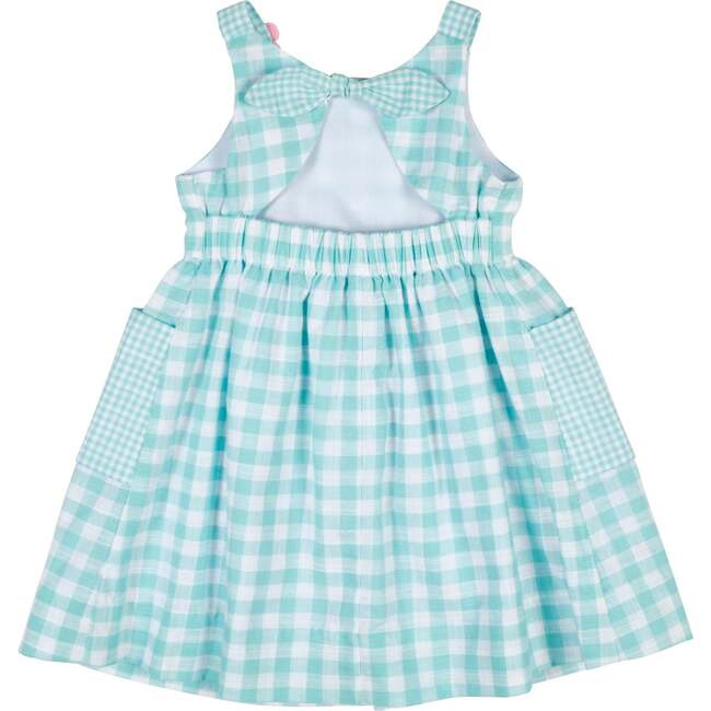 Gingham Linen-Look Dress With Flowers - Dresses - 6