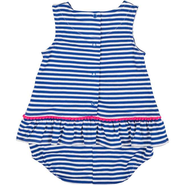 Stripe Knit Romper With Pom Poms & Flowers - Rompers - 3