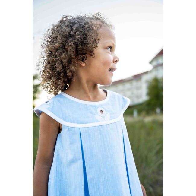 Linen-Look Dress With Vintage Flower - Dresses - 4