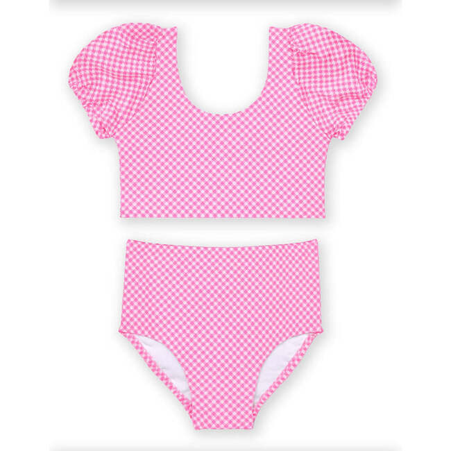 Gingham Puff Sleeve Bikini