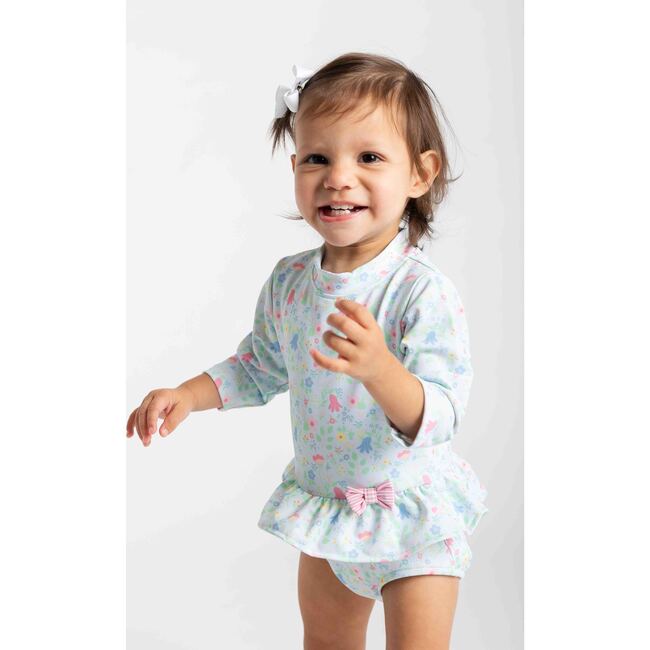 Floral Print One Piece Rashguard with Bow - One Pieces - 4