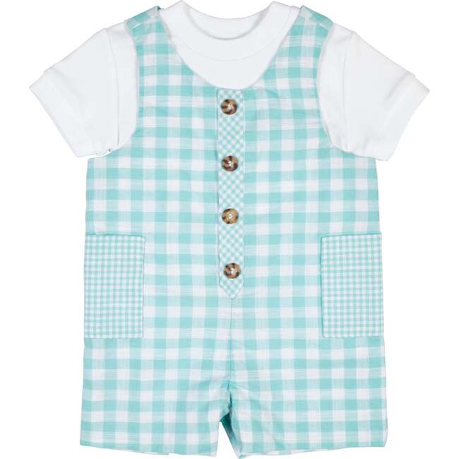 Gingham Linen-Look Shortall - Rompers - 3