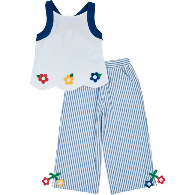 Seersucker Pants with Flowers - Pants - 3