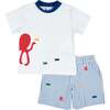 Seersucker Short With Embroidered Sea Creatures - Shorts - 2