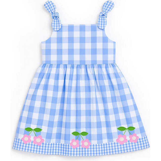 Gingham Dress With Flower Cherries