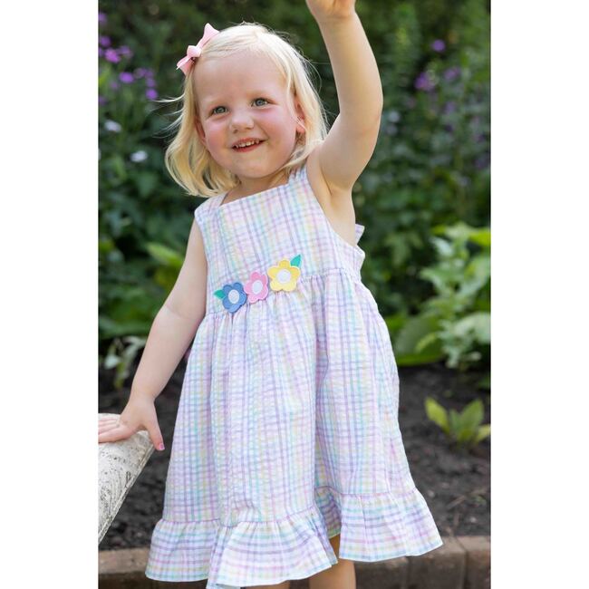 Plaid Seersucker Dress With Flowers