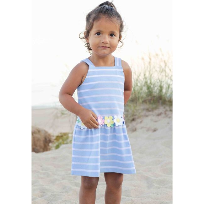 Stripe Knit Dress With Mulitcolor Flowers