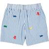 Seersucker Short With Embroidered Sea Creatures - Shorts - 4