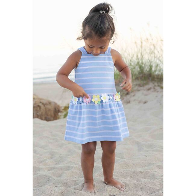 Stripe Knit Dress With Mulitcolor Flowers - Dresses - 3