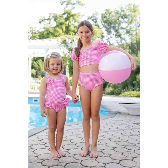 Gingham Puff Sleeve Bikini - Two Pieces - 3