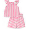 Stripe Gauze Top And Shorts - Mixed Apparel Set - 1 - thumbnail