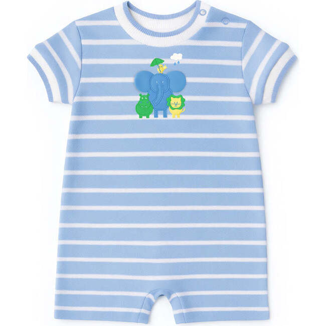 Stripe Knit Shortall With Elephant & Friends