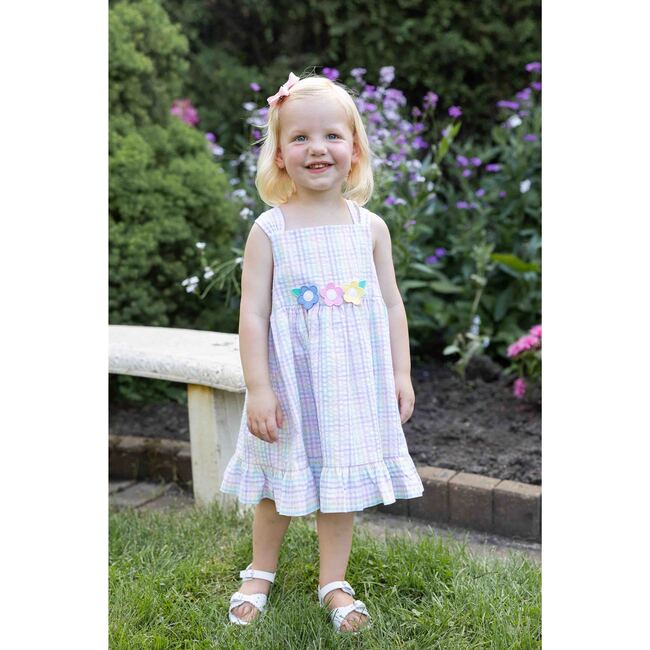 Plaid Seersucker Dress With Flowers