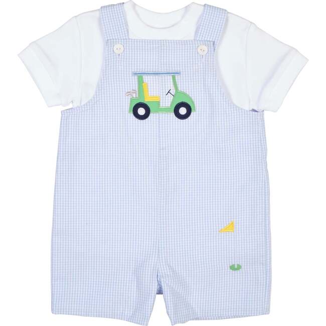Check Seersucker Shortall With Golf Cart