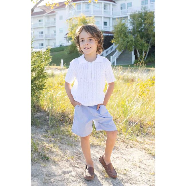 Short Sleeve Polo Cable Sweater