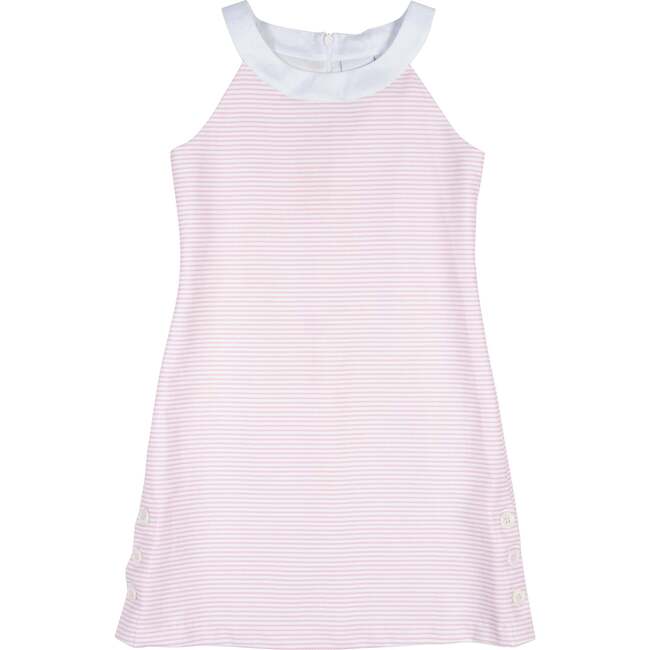 Stripe Pique Dress With Side Buttons