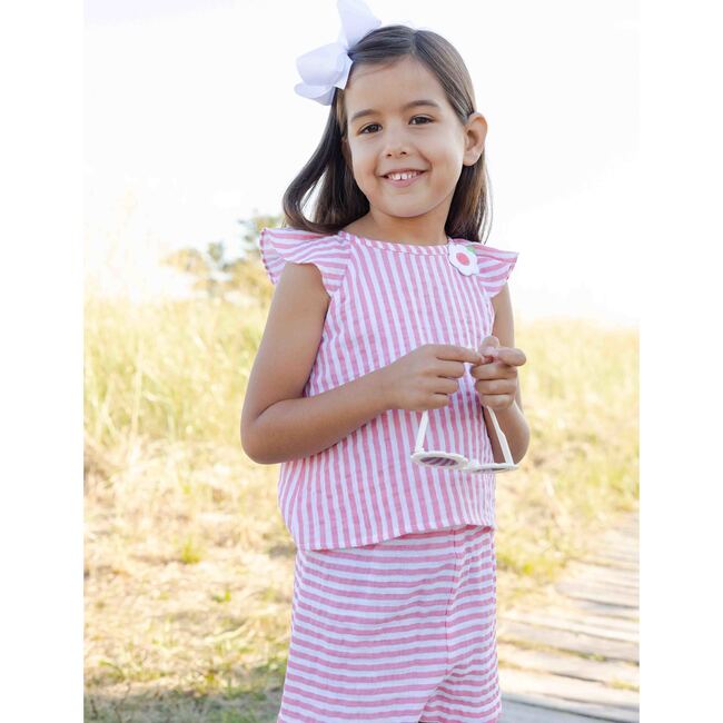 Stripe Gauze Top And Shorts