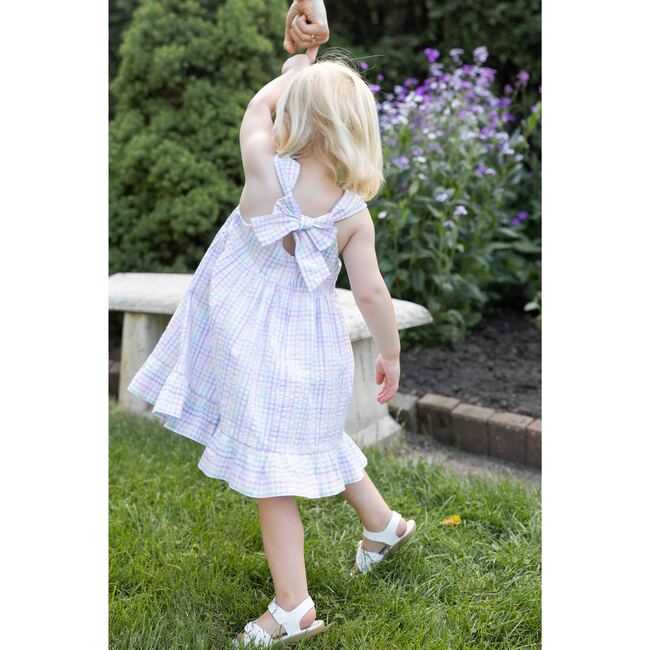 Plaid Seersucker Dress With Flowers - Dresses - 3