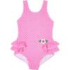 Gingham Swimsuit With Ruffles And Flower - One Pieces - 1 - thumbnail