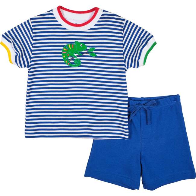 Stripe Knit T-Shirt With Lizard - T-Shirts - 3