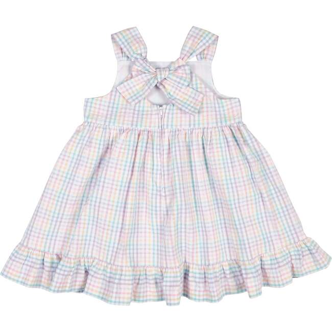 Plaid Seersucker Dress With Flowers - Dresses - 4