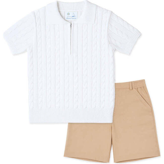 Short Sleeve Polo Cable Sweater - Sweaters - 5