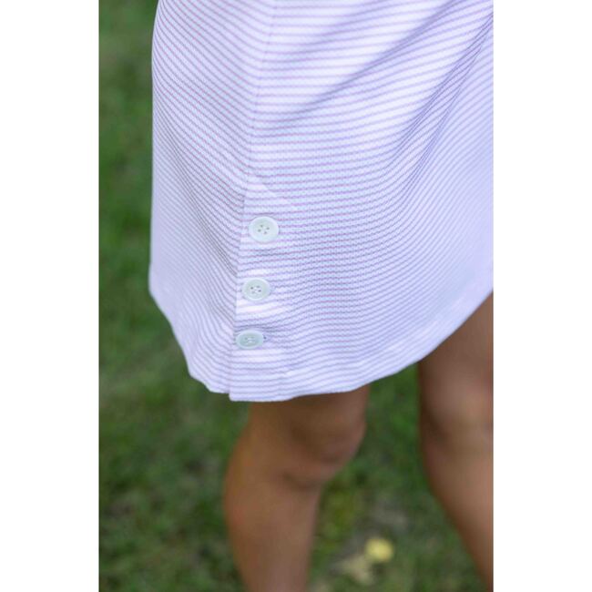 Stripe Pique Dress With Side Buttons