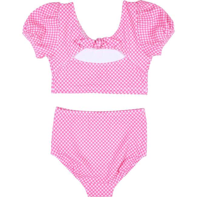 Gingham Puff Sleeve Bikini - Two Pieces - 5
