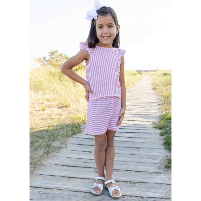 Stripe Gauze Top And Shorts - Mixed Apparel Set - 3