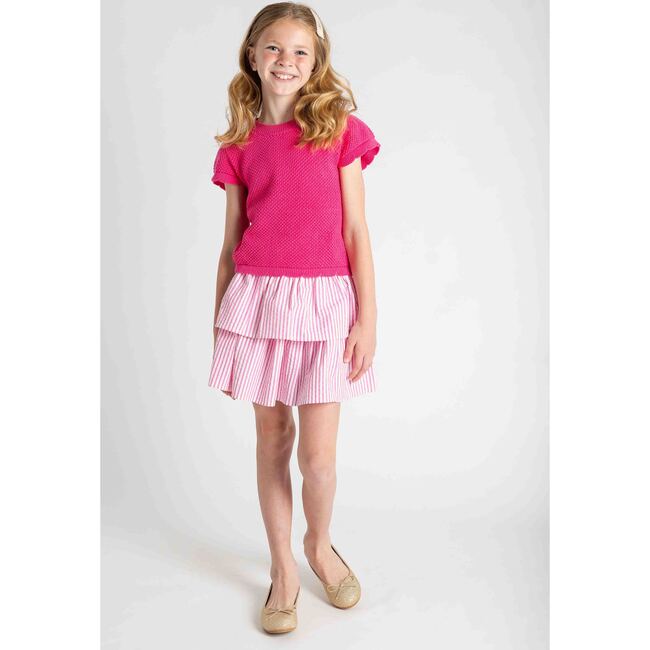 Seersucker Skirt With Ruched Waist