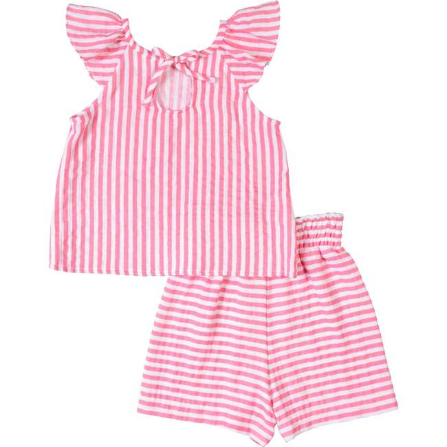 Stripe Gauze Top And Shorts - Mixed Apparel Set - 4