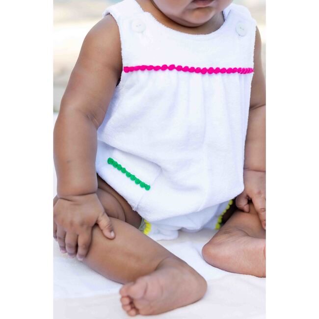 Terry Romper With Pom Poms
