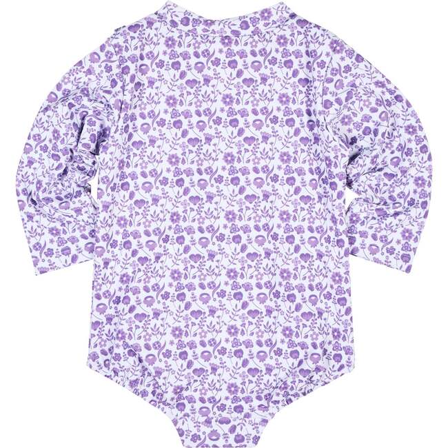 Floral Print One Piece Rashguard with Ruffles - One Pieces - 4