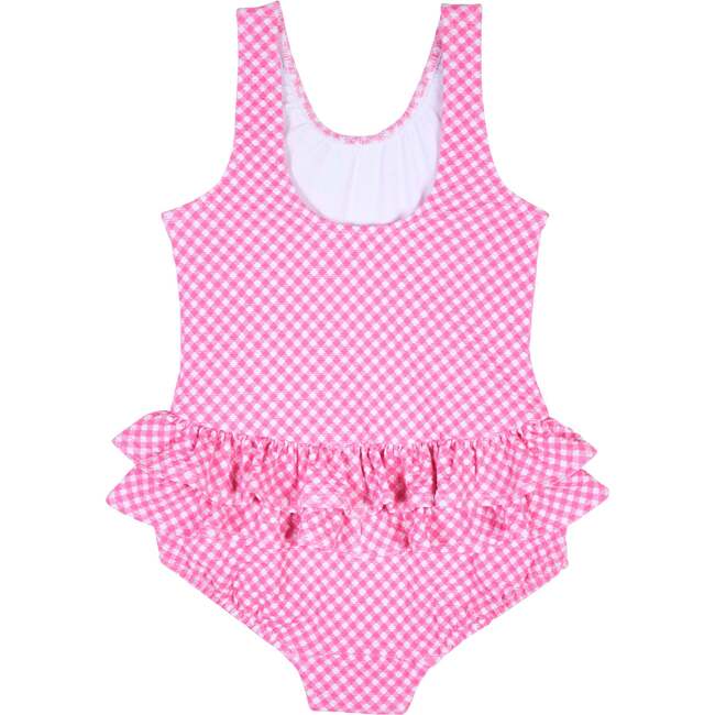 Gingham Swimsuit With Ruffles And Flower - One Pieces - 4