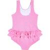 Gingham Swimsuit With Ruffles And Flower - One Pieces - 4