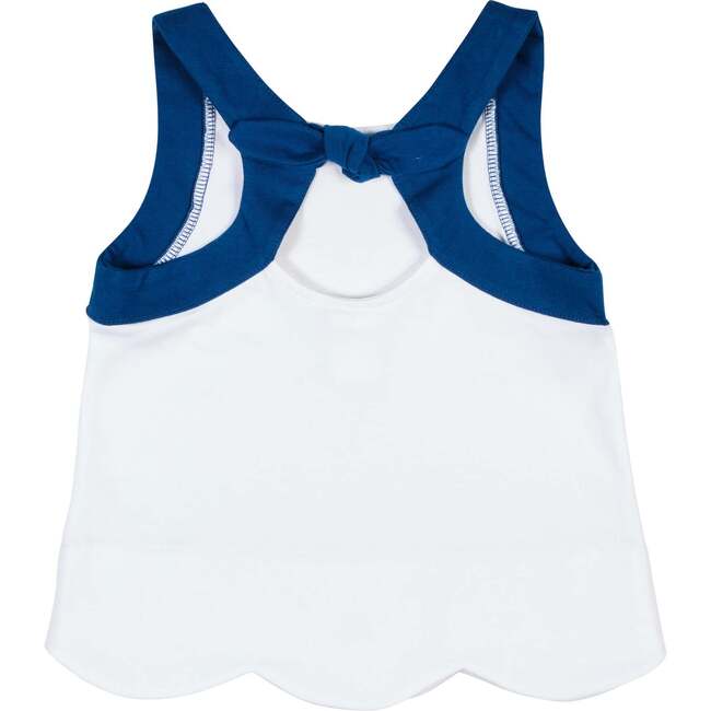 Knit Top With Scallop Hem And Flowers - Tank Tops - 4