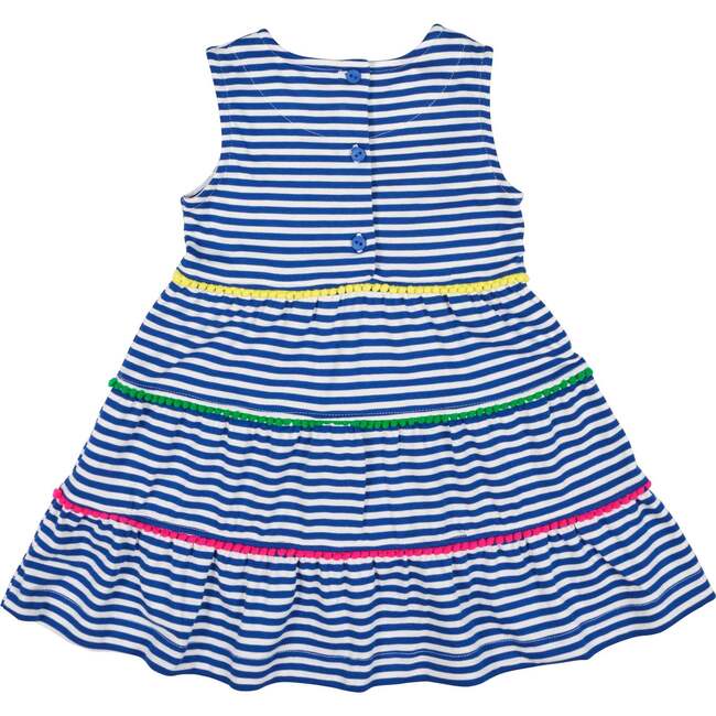 Stripe Knit Dress With Pom Poms & Flowers - Dresses - 4