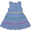 Stripe Knit Dress With Pom Poms & Flowers - Dresses - 4