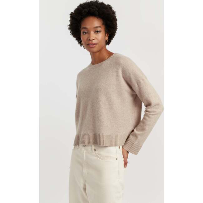 Wool Cashmere Light Relaxed Sweater, Soft Oat