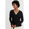 Wool Cashmere Light Wrap Cardigan, Black - Sweaters - 1 - thumbnail