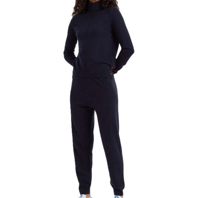 Wool Cashmere Cuffed Joggers, Navy - Pants - 3