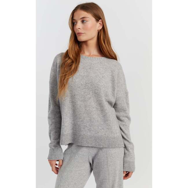 Wool Cashmere Light Relaxed Sweater, Light Grey