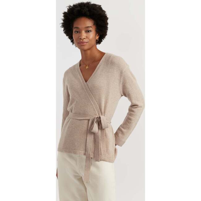 Wool Cashmere Light Wrap Cardigan, Soft Oat