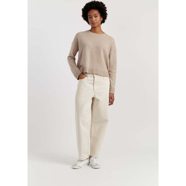 Wool Cashmere Light Relaxed Sweater, Soft Oat